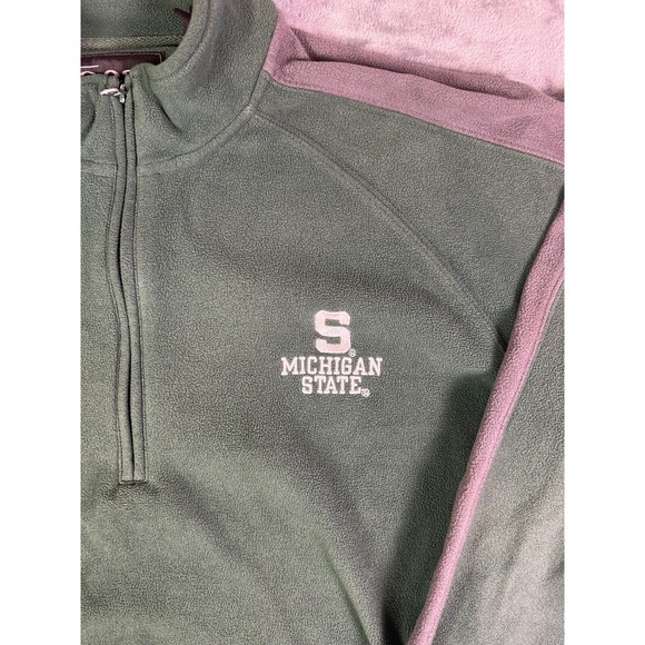 Michigan State Spartans Fleece 1/4 Zip Pullover XL Green Gray Gear for Sports - Picture 3 of 8